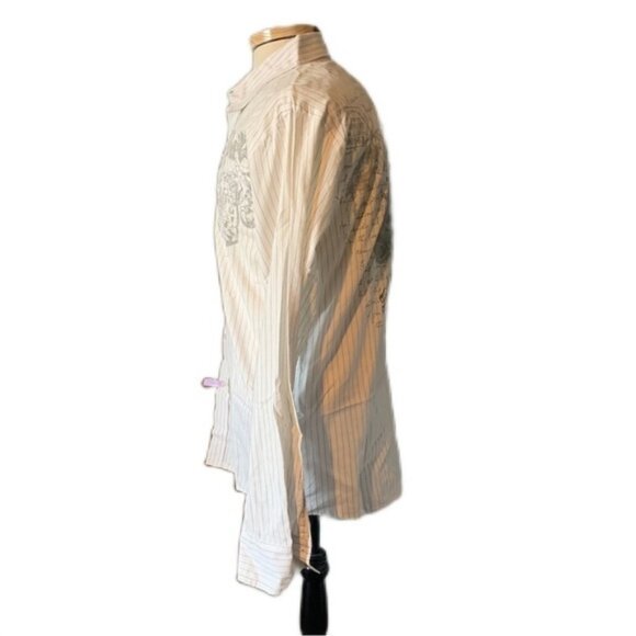 Roar Large White Button Front Western Shirt Long Sleeve - Picture 2 of 4